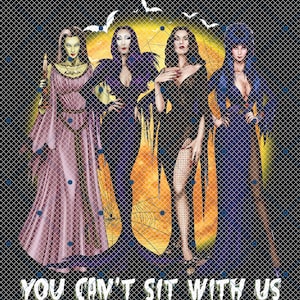 No puedes sentarte con nosotros png, viaje de chicas Halloween png, película de Halloween png, horror png, bruja png, brujas Halloween png, temporada espeluznante png