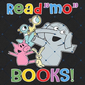 Read Mo Book Cute School Teacher Librarian Elephant Pigeon Png, Read Mo Books Png, Book Lover Gift, Funny Piggie Elephant Pigeons Png