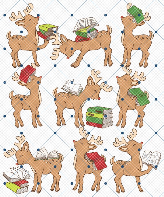 Reindeer Reading Book Christmas Png, Cute Reindeers Read Books Png, Bookworm Christmas Png, Book Lover Christmas Png, Teacher Christmas Png