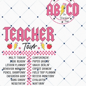 Teacher Tour Png, ABCD Teacher Tour Png, Funny Teacher Png, Back To School Png, Teacher Gift, End Of School Png, Teacher Summer Png