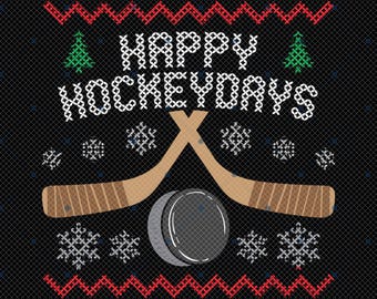 Happy Hockey Days Ugly Christmas Sweater Png, Merry Hockey days Png, Hockey Ugly Christmas Png, Holiday Hockey Shirt, Xmas Gift