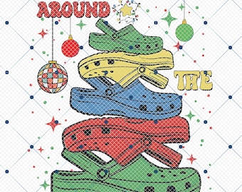 Crocin Around The Christmas Tree Png, Christmas Vibes Png, Glitter Png, Christmas Slipper, Christmas Western, Crocin Around Tree Png