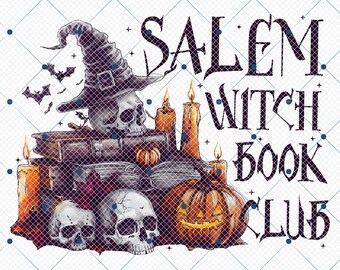 Salem Witch Book Club Png, Halloween Books Png, Halloween Skull Png, Hocuss Pocuss Png, Sanderson Witches, Halloween Pumpkin Png, SKull Png