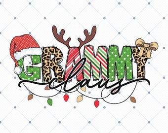 Grammy Claus Png, Cute Christmas Png, Christmas Lights Png, Christmas Santa Png, Christmas Leopad Png, Christmas Reindeer Png,Funny Xmas Png