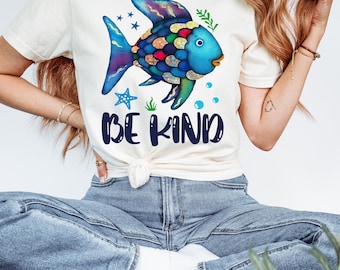Be Kind Rainbow Fish Teacher Life Back To School Teaching Png, Teacher Gift, Teacher Life, Back To School Png, First Day of School Png