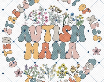 Autism Mama Retro Groovy Png, Neurodiversity Mom Png, Autism Awareness Png, Autism Mama Gift, Mother's Day Png, Mom Png