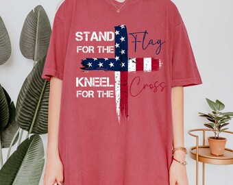 Stand For The Flag Kneel For The Cross Png, Jesus USA Png, Jesus Christian Png, USA Flag Png, 4th Of July PNG, Red White Blue Png