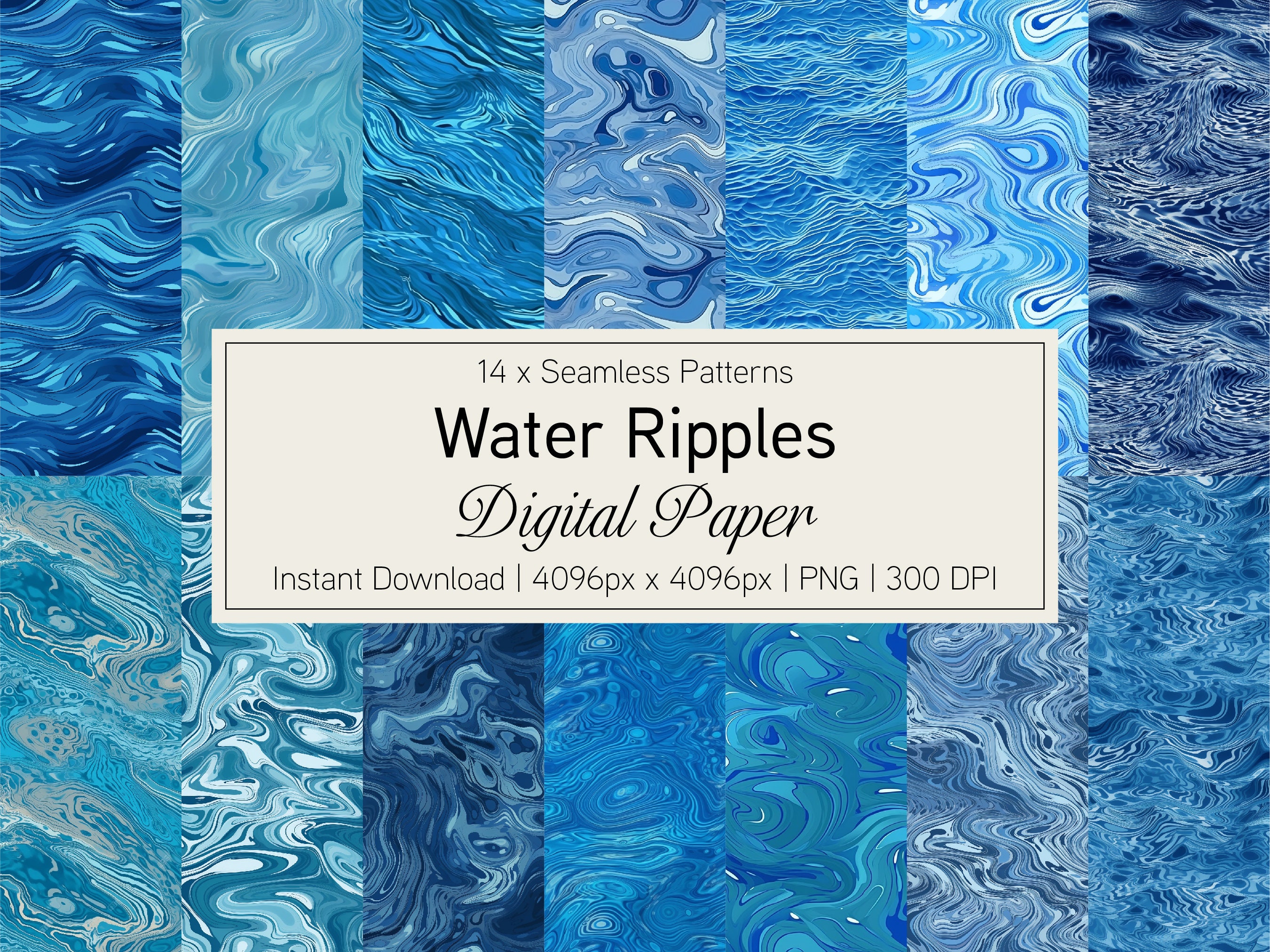 Abstract Water Ripples Pattern, Digital Paper, Cute Seamless Pattern ...