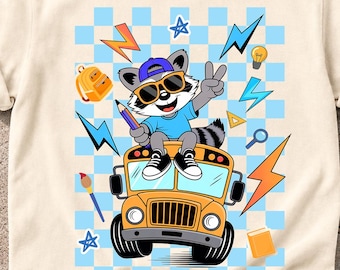 Cute Raccoon Back To School PNG, First Day Of School Png, Funny Raccoon Png, School Png, Boy Back School Png, Digital Download