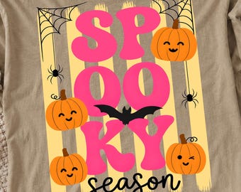 Spooky Season Striped Pumpkin PNG, Halloween Design Png, Trendy Fall Png, Spooky Vibes Png, Digital Download