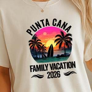 Vacaciones en Punta Cana 2026 (PNG), Viaje de verano en Punta Cana (PNG), Vacaciones familiares (PNG), Familia a juego (PNG), Camiseta de Punta Cana (PNG), Descarga digital
