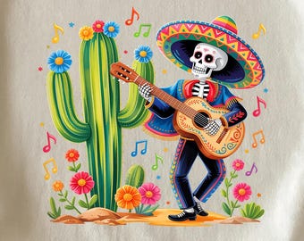 Funny Skeleton Cinco De Mayo PNG, Fiesta Mexican Png, Skeleton Play Guita Png, Funny Cinco De Mayo Png, Digital Download