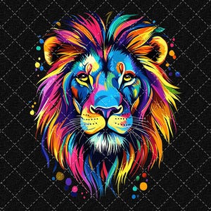 Colorful Lion Art PNG: Rainbow Animals Design (Digital Download)