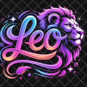 Colorful Zodiac Leo Png, Leo Birthday Png, Leo Queen Png, Birthday Queen Png, Zodiac Png, Leo Design Png Digital Download