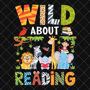 Wild Kissing PNG: Safari Tiere, Buchliebhaber Design (Digitaler Download)