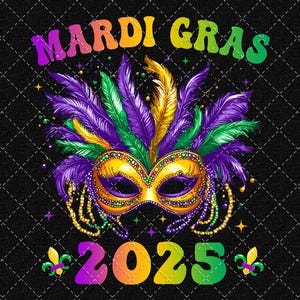 マルディグラ 2025 PNG、コケット マルディグラ PNG、ファット チューズデー PNG、ニューオーリンズ フェスティバル PNG、レトロ マルディグラ PNG デジタル ダウンロード