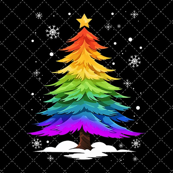 Merry Christmas LGBT Community Xmas Tree Gay Png, Happy Holigay LGBT Png, LGBT Christmas Tree Png Digital Download