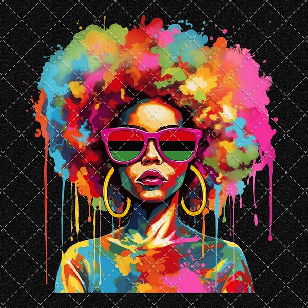 Reina Negra Colorida PNG: Arte de Melanina, Diseño de Juneteenth (Descarga Digital)