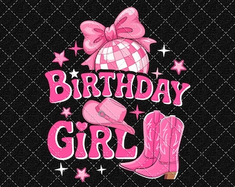 Cowgirl Birthday Girl PNG: Western Disco Party, Digital Download