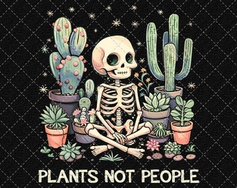 PNG de un amante de las plantas con esqueleto divertido: Diseño de sublimación (descarga digital)