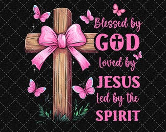 Coquette Pink Bow Christian Cross PNG: Jesus, Christian Faith, Bible Verse Design (Digital Download)