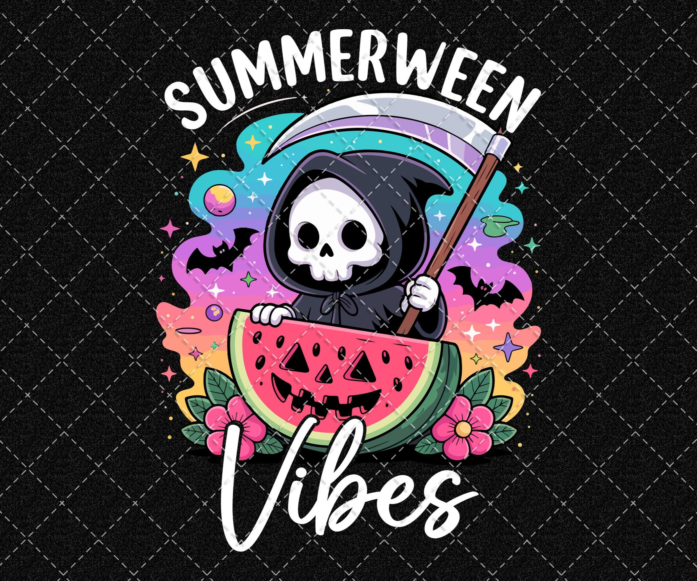 Summerween Vibes Png, Hello Summer Png, Skeleton Watermelon Summerween Png, Summer Design Png Digital Download