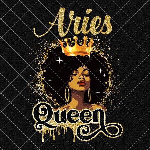 Birthday Queen Png, Aries Queen Png, Birthday Girls Png, Black Girl Birthday Afro Woman PNG Digital Download
