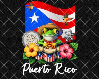 Boricua Porto Rico Flagge, lustiger Coqui Frosch Png, Patriotisch, Hispanic, digitaler Download