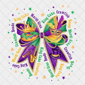 マルディグラ 2025 PNG、コケット マルディグラ ボウ PNG、ファット チューズデー PNG、ニューオーリンズ フェスティバル PNG、レトロ マルディグラ PNG デジタル ダウンロード