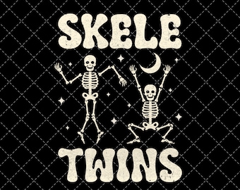 Skeletwins Png, Halloween Twins Png, Skele Cute Twins Halloween Png, Halloween Matching Twins Skeletwins Funny Dancing Png Digital Download