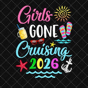 Girls Gone Cruising PNG 2026, voyage entre filles png, vacances à la plage png, voyage d'été png, croisière estivale png, conception (téléchargement numérique) image 1
