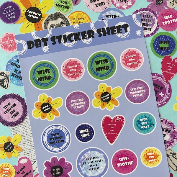 DBT Sticker Sheet | Dialectical Behaviour Therapy Prompts