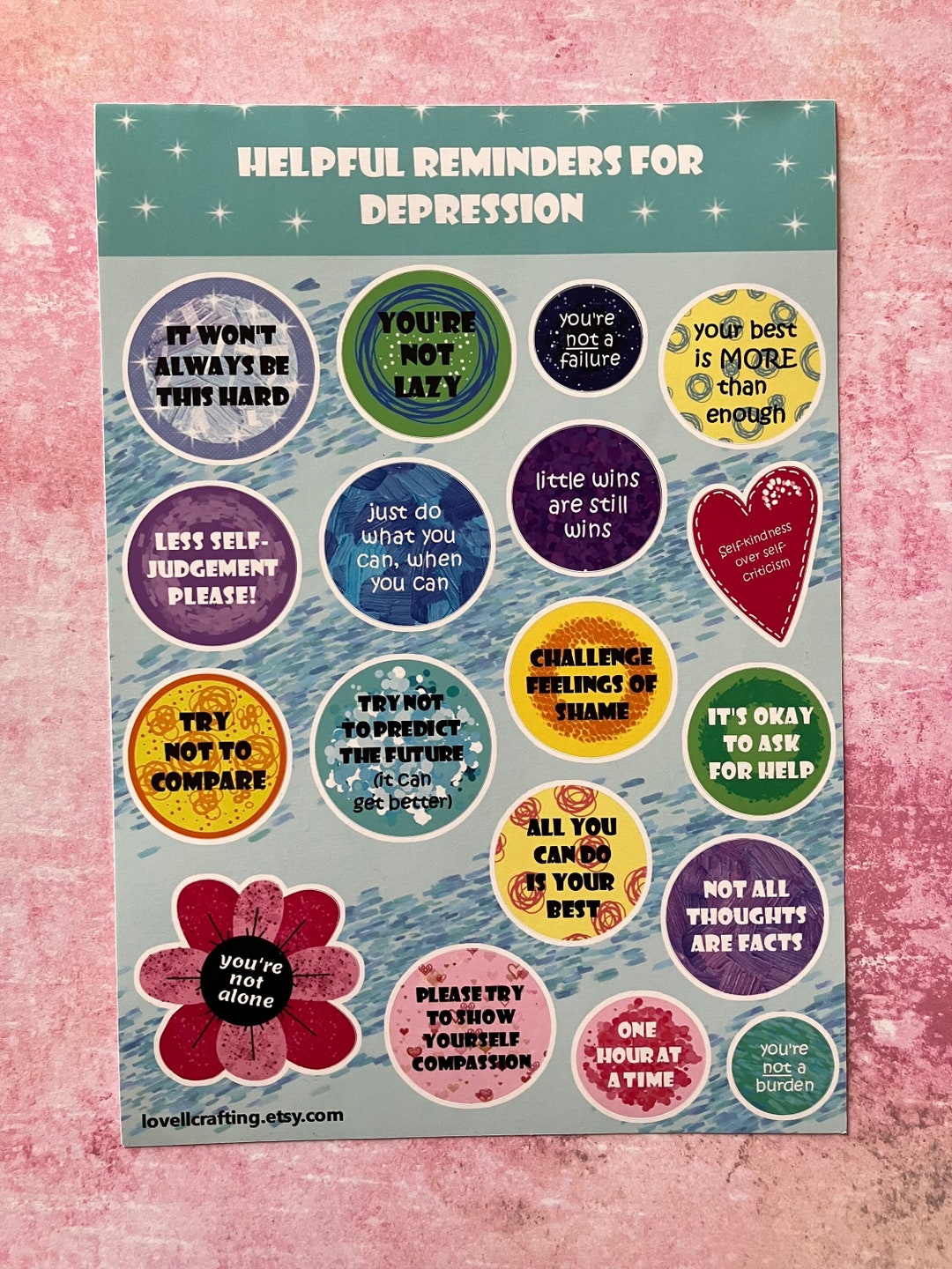 Depression Support Sticker Sheet | Helpful Reminers for Depressive ...