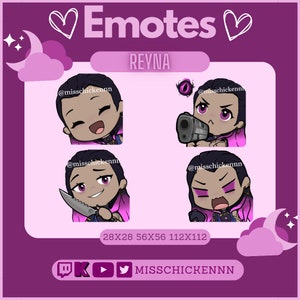 Schattige Reyna Valorant-emotes voor Twitch of Discord!