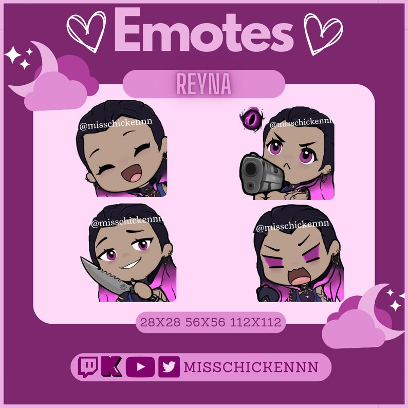 Smiling Reyn Cute Reyna Valorant Emotes for Twitch or Discord! - Etsy