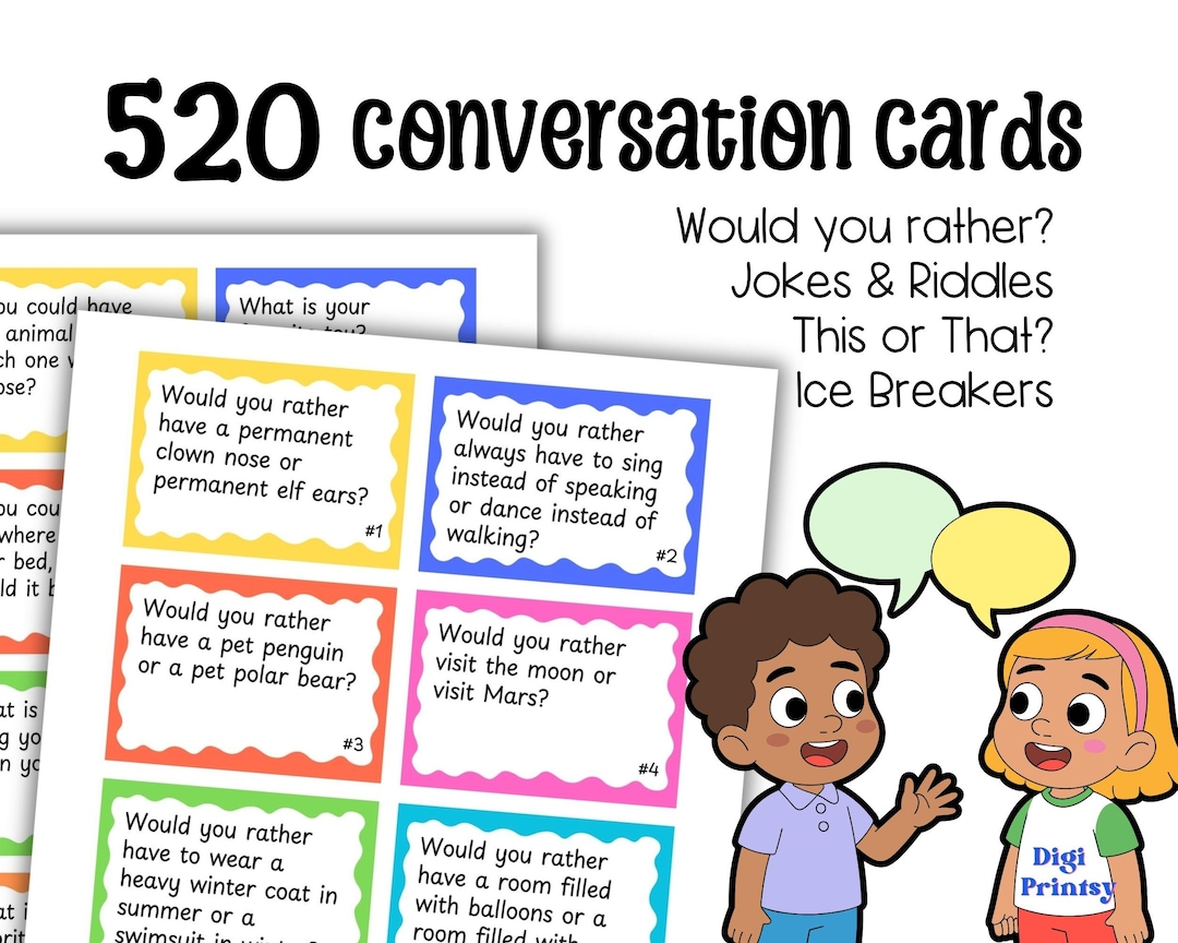 520 Conversation Cards Printable Game, Would You Rather Icebreaker ...