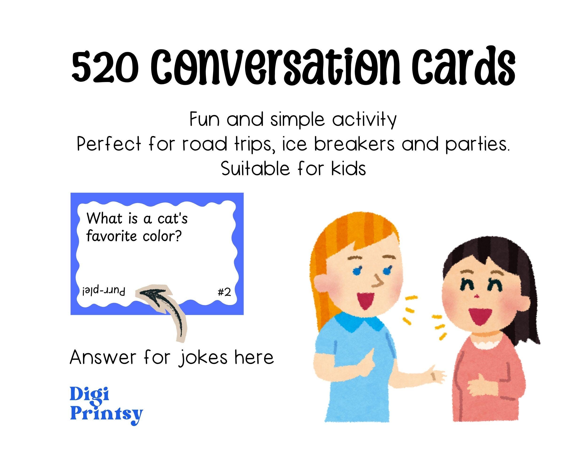 520 Conversation Cards Printable Game, Would You Rather Icebreaker ...