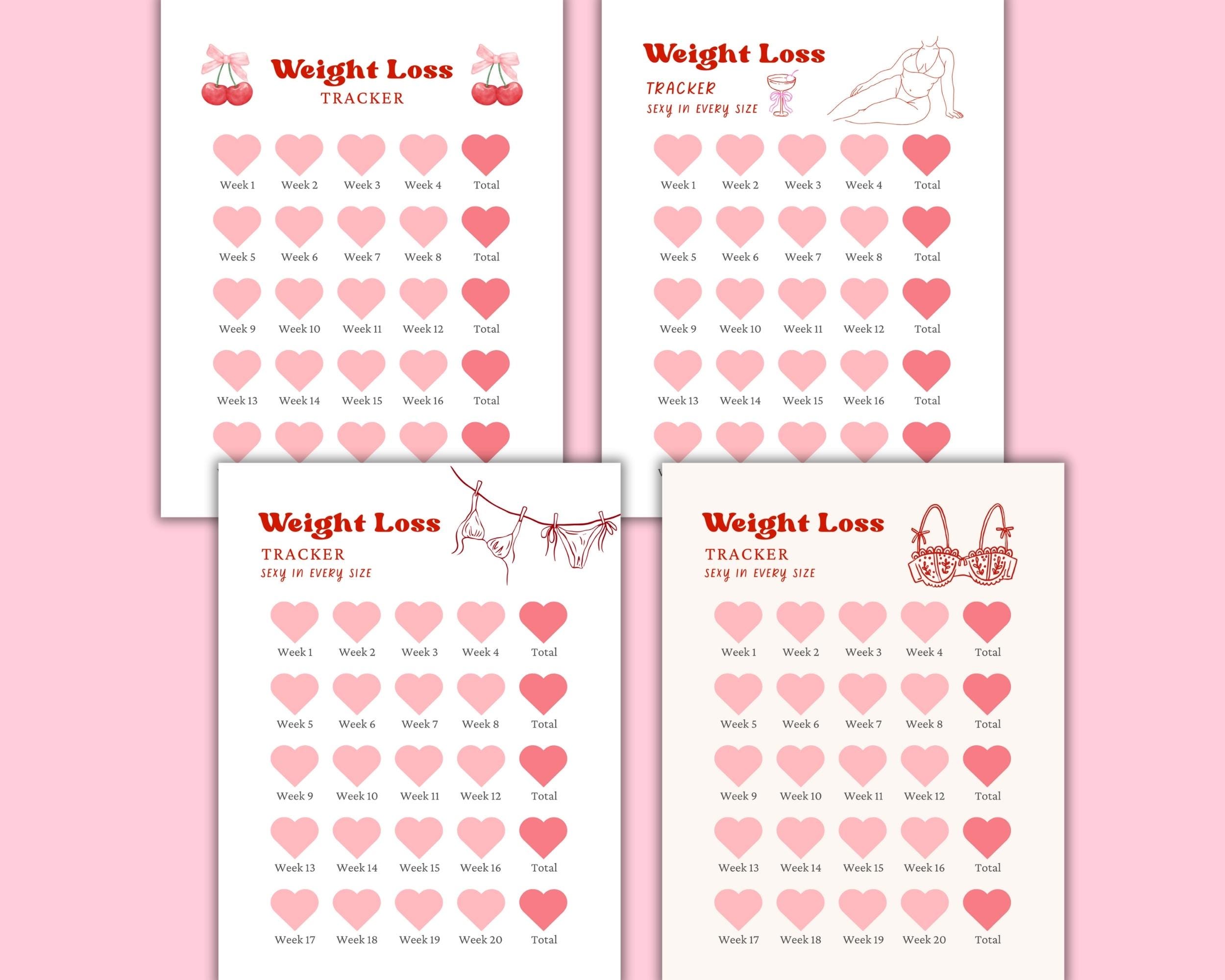 Printable Weight Loss Tracker | 20 Week Cherry Goal Tracker | Cute Digital Weekly Fitness ...
