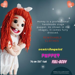 Puppet Professional Dual Entry Stage&Ventriloquist-Back and Bottom Access Handmade For Adults Theatre,Storytelling- Honey 76cm(30”)Full Body image 6