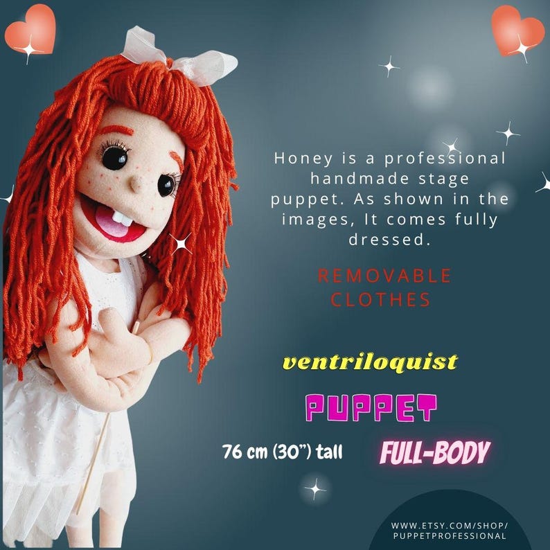 Puppet Professional Dual Entry Stage&Ventriloquist-Back and Bottom Access Handmade For Adults Theatre,Storytelling- Honey 76cm(30”)Full Body image 6