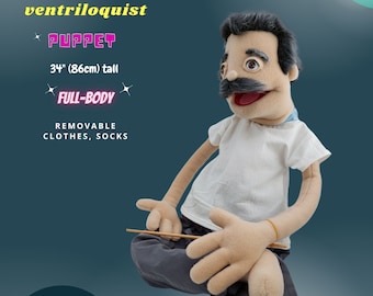 Puppet Professional For Adults-Kids & Gift For Birthday Be Master Theatre -Stage! Ventriloquist ELDERLY GENTELMAN 34” (86cm) Full Body