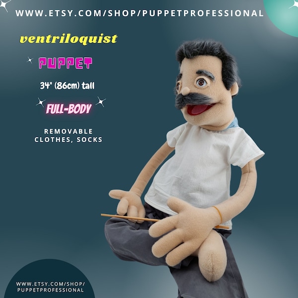 Puppet Professional For Adults-Kids & Gift For Birthday Be Master Theatre -Stage! Ventriloquist ELDERLY GENTELMAN 34” (86cm) Full Body