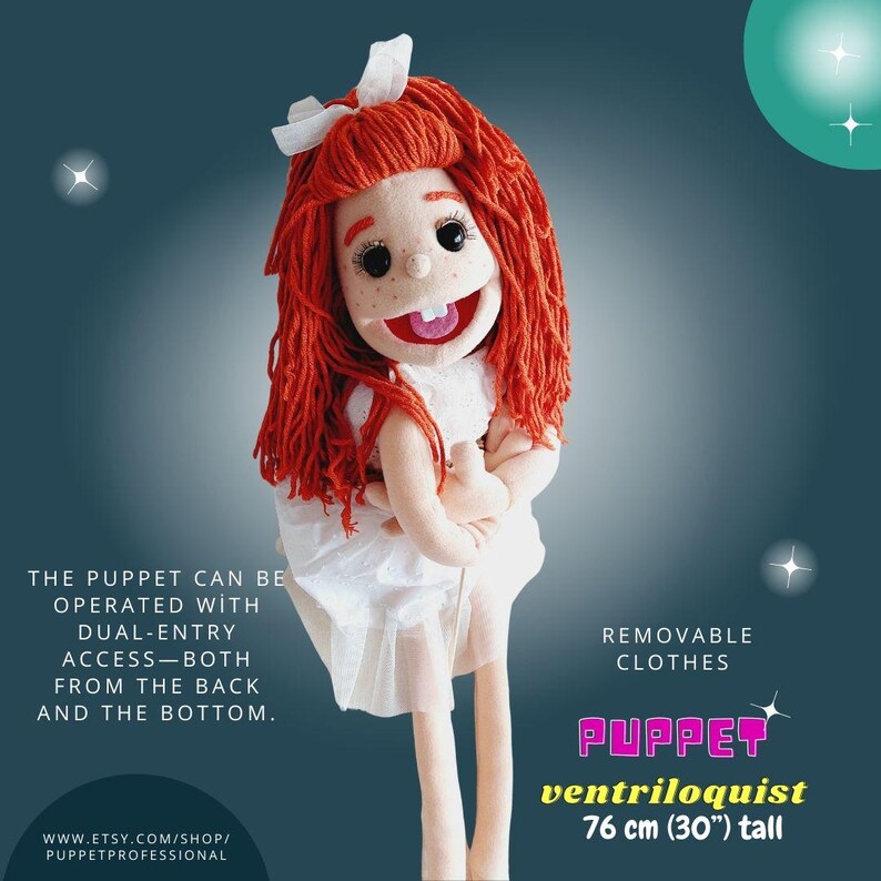 Puppet Professional Dual Entry Stage&Ventriloquist-Back and Bottom Access Handmade For Adults Theatre,Storytelling- Honey 76cm(30”)Full Body image 11