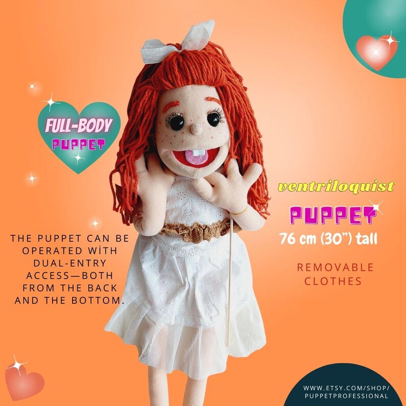 Puppet Professional Dual Entry Stage&Ventriloquist-Back and Bottom Access Handmade For Adults Theatre,Storytelling- Honey 76cm(30”)Full Body image 7