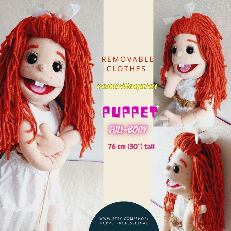 Puppet Professional Dual Entry Stage&Ventriloquist-Back and Bottom Access Handmade For Adults Theatre,Storytelling- Honey 76cm(30”)Full Body image 2