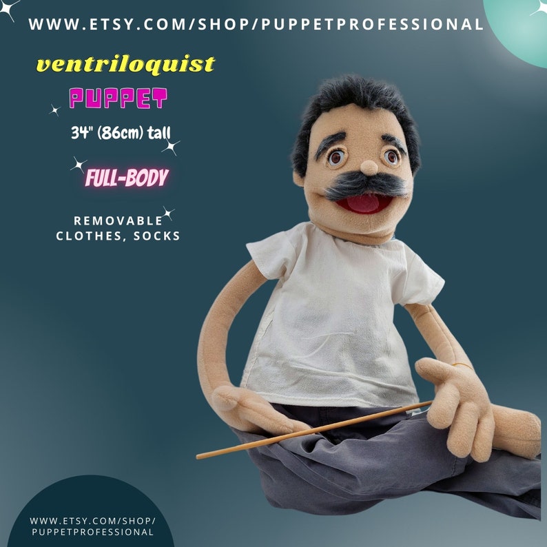 Puppe Professionell für Erwachsene-Kids & Geschenk für Geburtstag Be Master Theater Stage Bauchredner ÄLTERER GENTELMAN 34 86cm Ganzkörper Bild 8