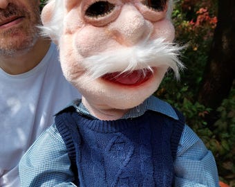 Custom Elder Ventriloquist Puppet: Full Body Muppet Style,