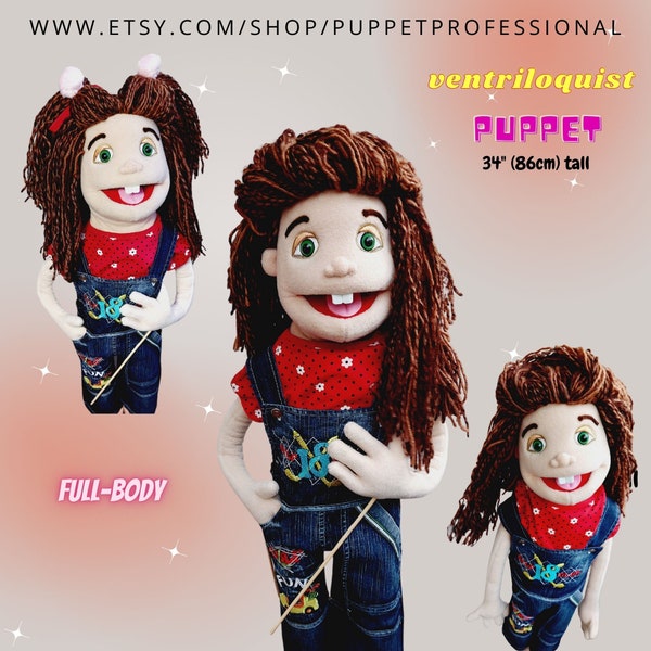 Puppet Professional For Kids - Adults & Gift For Birthday Be Master Ventriloquist In Puppet Theatre! Mary Brown 34” (86cm) Full Body