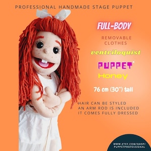 Puppet Professional Dual Entry Stage&Ventriloquist-Back and Bottom Access Handmade For Adults Theatre,Storytelling- Honey 76cm(30”)Full Body image 1