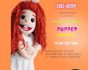 Puppet Professional Dual Entry Podium & Buikspreker-toegang via rug en onderkant Handgemaakt voor volwassenen Theater, verhalen vertellen - honing 76 cm (30") full-body